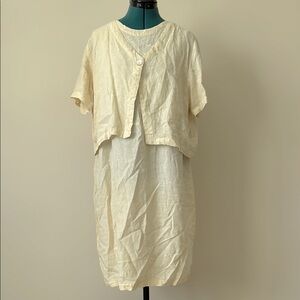Cut Loose | 100% Linen Dress & Jacket Set in Yellow | Size L